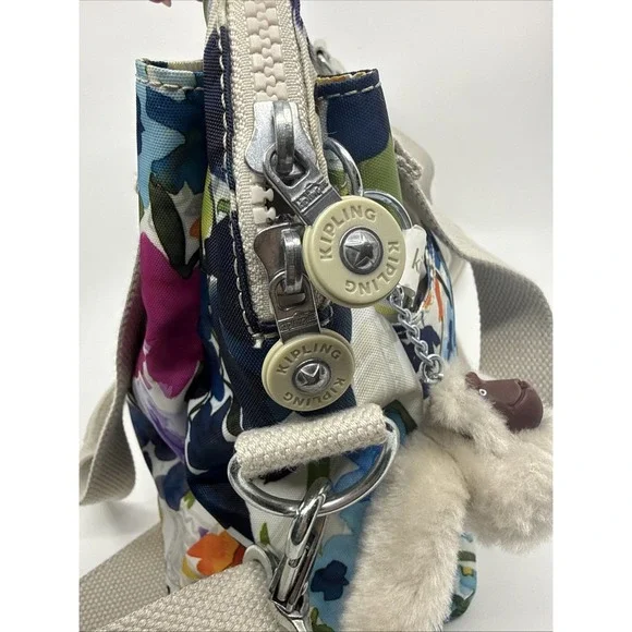 Kipling Flower Power Felicity Nylon Shoulder Bag Top Handle Spring Design - Picture 5 of 12